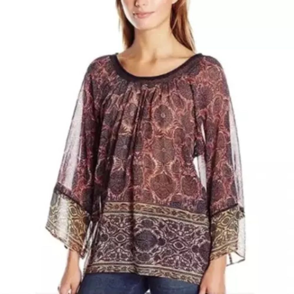 Plenty By Tracy Reece Peasant Blouse Sheer Oversized Size Small